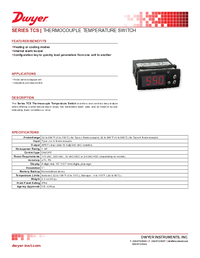 Thumbnail of document Data Sheet - TCS Thermocouple Temperature Switch
